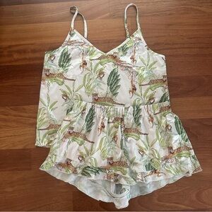 Chelsea Peers satin cami and shorts pajama set in Jungle Print
